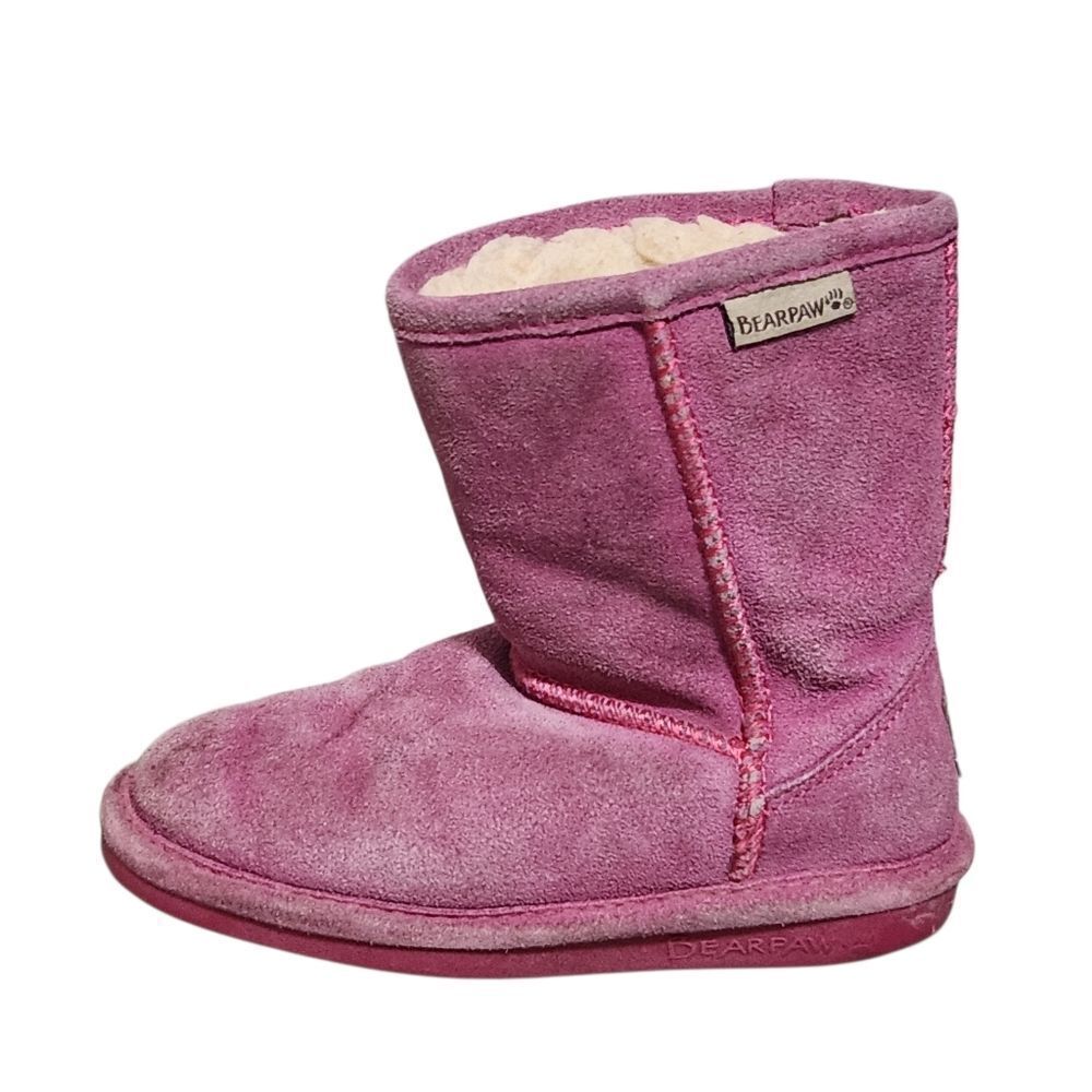Bearpaw Emma Pink Boots Girls Size 11 Slip On Sherpa Lined Slippers